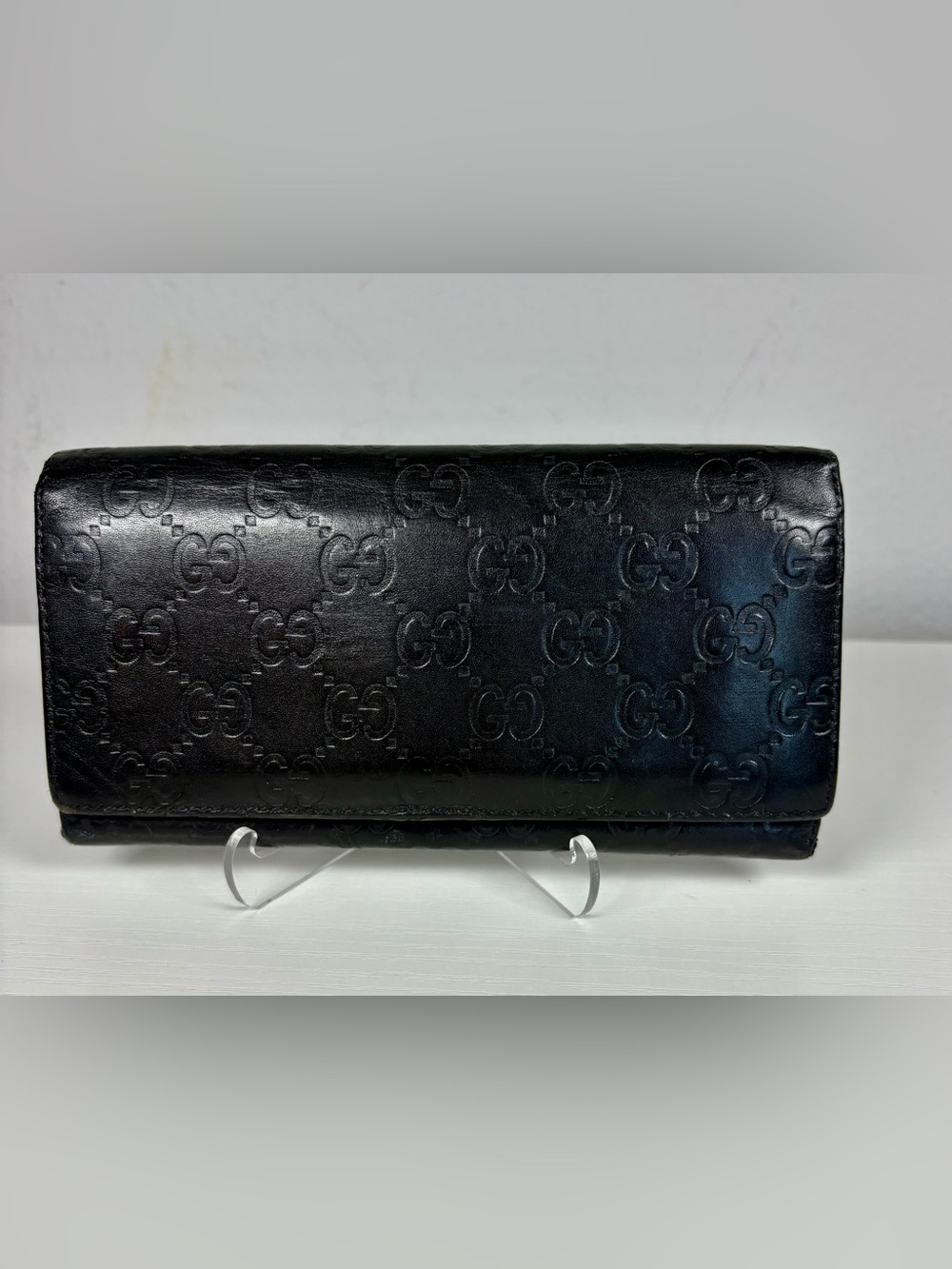 Gucci Guccissima long wallet in Black Leather
